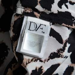 Pre Owned Diane Von Furstenberg Beige Handpainted Floral Printed Silk Belted Amina Dress M