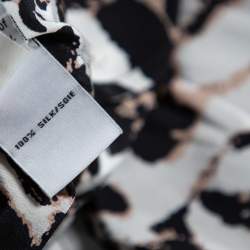 Pre Owned Diane Von Furstenberg Beige Handpainted Floral Printed Silk Belted Amina Dress M