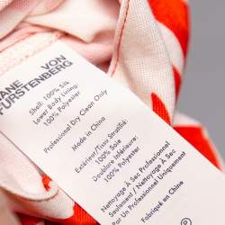 Pre Owned Diane von Furstenberg Orange Palm Printed Silk Mini Wrap Dress M