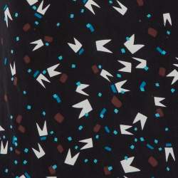 Pre Owned Diane Von Furstenberg Black printed Silk Oversized Dickinson Top XS