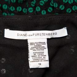 Pre Owned Diane Von Furstenberg Green Sequin Embellished Kallina Wrap Top L