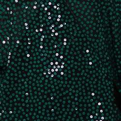 Pre Owned Diane Von Furstenberg Green Sequin Embellished Kallina Wrap Top L