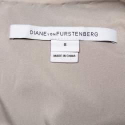 Pre Owned Diane von Furstenberg Black Crepe Contrast Panel Gail A-Line Dress M
