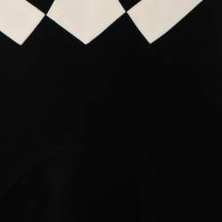 Pre Owned Diane von Furstenberg Black Crepe Contrast Panel Gail A-Line Dress M