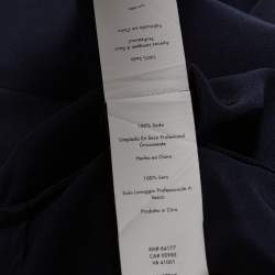 Pre Owned Diane Von Furstenberg Midnight Blue Silk Asymmetric Hem Faux Wrap Eloise Dress L