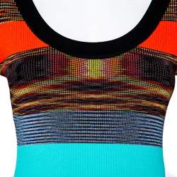 Pre Owned Diane Von Furstenberg Multicolor Striped Rib Knit Bodycon Dress S