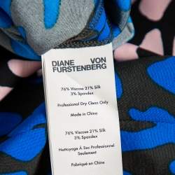 Pre Owned Diane Von Furstenberg Multicolor Animal Printed Crepe Paneled Shift Dress L