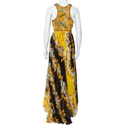 Pre Owned Diane Von Furstenberg Multicolor Cotton Beaded Macrame Yoke Detail Maxi Dress XL