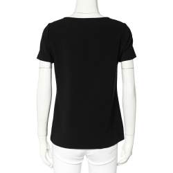 Pre Owned Diane Von Furstenberg Black Crepe Embellished Neck Detail Top S