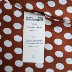 Pre Owned Diane Von Furstenberg Brown Polka Dot Silk Neck Tie Detail Short Top S