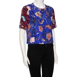 Pre Owned Diane Von Furstenberg Multicolor Floral Printed Silk Top S