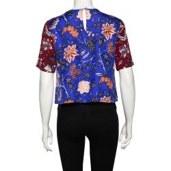 Pre Owned Diane Von Furstenberg Multicolor Floral Printed Silk Top S