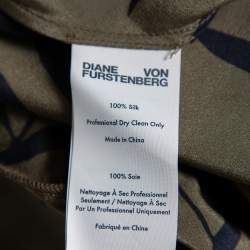 Pre Owned Diane Von Furstenberg Green Leaf Printed Silk Maxi Wrap Dress L