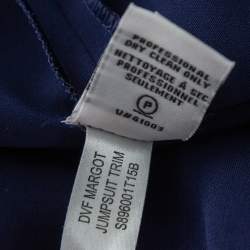 Diane Von Furstenberg Navy Blue Crepe Wrap Detail Margot Jumpsuit L