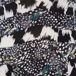 Pre Owned Diane von Furstenburg Black Printed Silk Knit Stirling Sheath Dress M