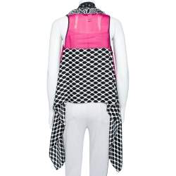 Pre Owned Diane Von Furstenberg Multicolor Silk Paneled Metal Embellished Short Serape Shrug (One Size)