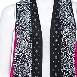 Pre Owned Diane Von Furstenberg Multicolor Silk Paneled Metal Embellished Short Serape Shrug (One Size)