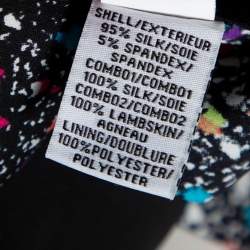 Pre Owned Diane Von Furstenberg Black Multiprinted Silk Neck Tie Detail Belted Gypsy Dress M