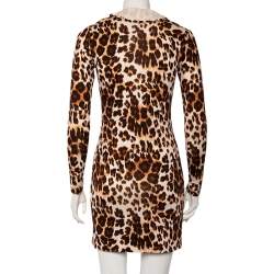 Pre Owned Diane Von Furstenberg Brown Animal Printed Silk Reina Dress S