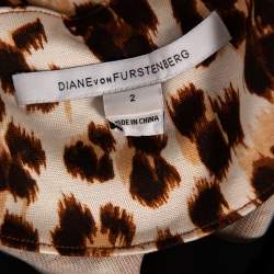 Pre Owned Diane Von Furstenberg Brown Animal Printed Silk Reina Dress S