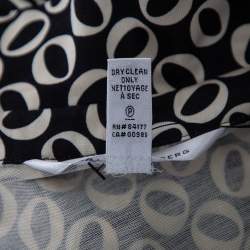 Pre Owned Diane Von Furstenberg Monochrome Printed Silk Knit Midi Wrap Dress S