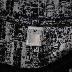 Pre Owned Diane Von Furstenberg Monochrome Jacquard Sleeveless Jaelyn Flutter Dress M