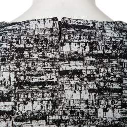 Pre Owned Diane Von Furstenberg Monochrome Jacquard Sleeveless Jaelyn Flutter Dress M