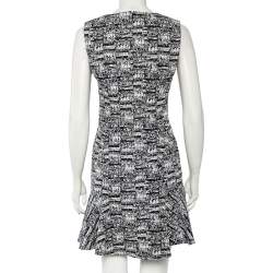 Pre Owned Diane Von Furstenberg Monochrome Jacquard Sleeveless Jaelyn Flutter Dress M