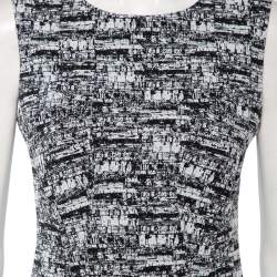 Pre Owned Diane Von Furstenberg Monochrome Jacquard Sleeveless Jaelyn Flutter Dress M