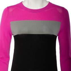 Pre Owned Diane Von Furstenberg Colorblock Striped Knit Aina Mini Dress S