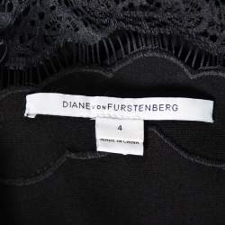 Pre Owned Diane von Furstenberg Black Lace & Crepe Dahlia Dress S