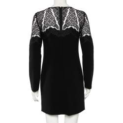 Pre Owned Diane von Furstenberg Black Lace & Crepe Dahlia Dress S