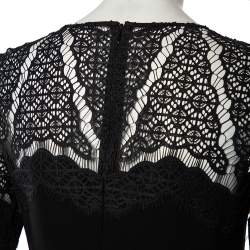 Pre Owned Diane von Furstenberg Black Lace & Crepe Dahlia Dress S