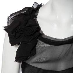 Pre Owned Diane Von Furstenberg Black Silk Draped Detail Sleeveless Mell Top L