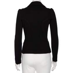 Pre Owned Diane Von Furstenberg Black Wool Paneled Lena Blazer S