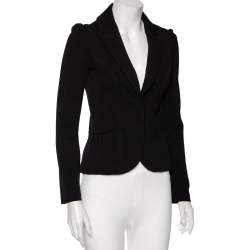 Pre Owned Diane Von Furstenberg Black Wool Paneled Lena Blazer S