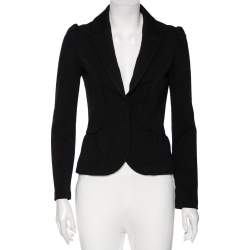 Pre Owned Diane Von Furstenberg Black Wool Paneled Lena Blazer S