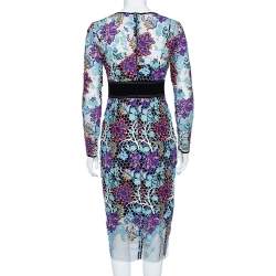 Pre Owned Diane Von Furstenberg Multicolor Floral Guipure Lace Sheath Dress S