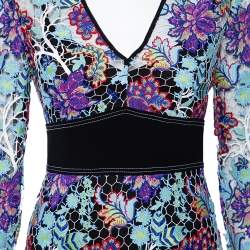 Pre Owned Diane Von Furstenberg Multicolor Floral Guipure Lace Sheath Dress S