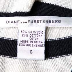 Diane Von Furstenberg Beige & Black Striped Knit Racer Back Tank Top S