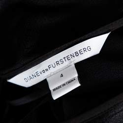 Pre Owned Diane von Furstenberg Black Knit & Metallic Plissé Heavyn Maxi Wrap Dress S