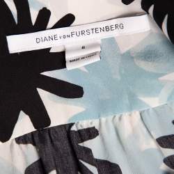 Pre Owned Diane von Furstenberg Blue Kovacs Print Silk Shirt Dress M