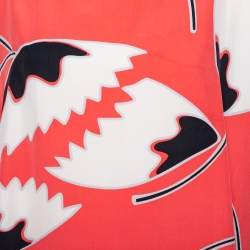 Pre Owned Diane Von Furstenberg Coral Floral Printed Silk Oversized Hanky Tunic S