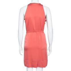 Pre Owned Diane Von Furstenberg Dusky Coral Silk Short Berit Dress M 