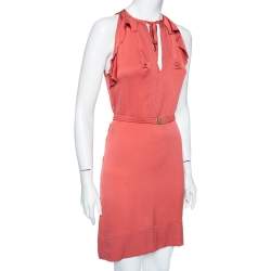 Pre Owned Diane Von Furstenberg Dusky Coral Silk Short Berit Dress M 