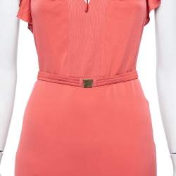 Pre Owned Diane Von Furstenberg Dusky Coral Silk Short Berit Dress M 