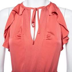 Pre Owned Diane Von Furstenberg Dusky Coral Silk Short Berit Dress M 