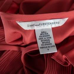 Pre Owned Diane Von Furstenberg Dusky Coral Silk Short Berit Dress M 
