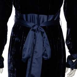 Diane Von Furstenberg Navy Blue Velvet Claude Satin-Trimmed Jumpsuit M