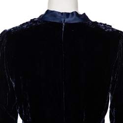 Diane Von Furstenberg Navy Blue Velvet Claude Satin-Trimmed Jumpsuit M